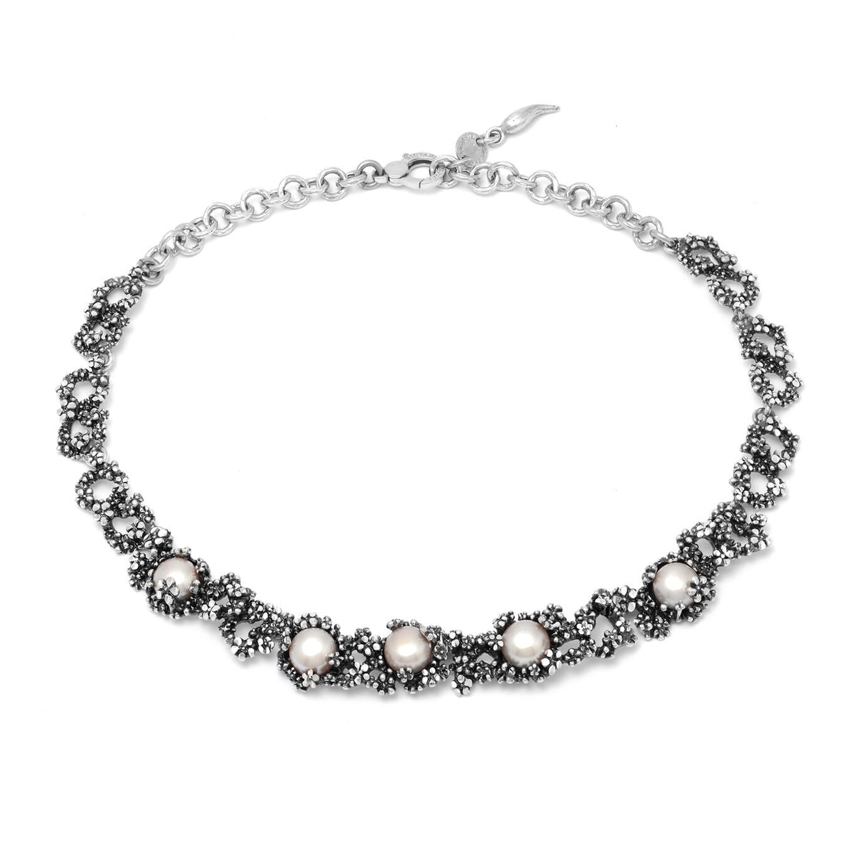 Collana Blossom Giovanni Raspini in argento 925 e perle rosa — 45 cm