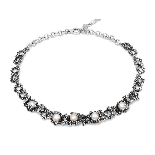 Collana Blossom Giovanni Raspini in argento 925 e perle rosa — 45 cm