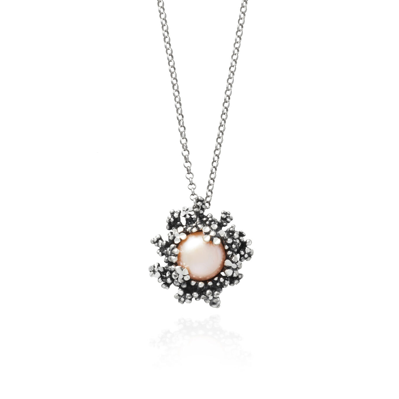 Pendente Blossom Giovanni Raspini in argento 925 e perla rosa naturale — 45 cm