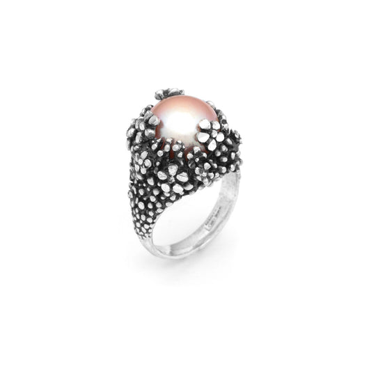 Anello Blossom grande Giovanni Raspini in argento 925 e perla rosa — misura 16