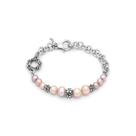 Bracciale Blossom Light Giovanni Raspini in argento 925 e perle rosa — 20,5 cm