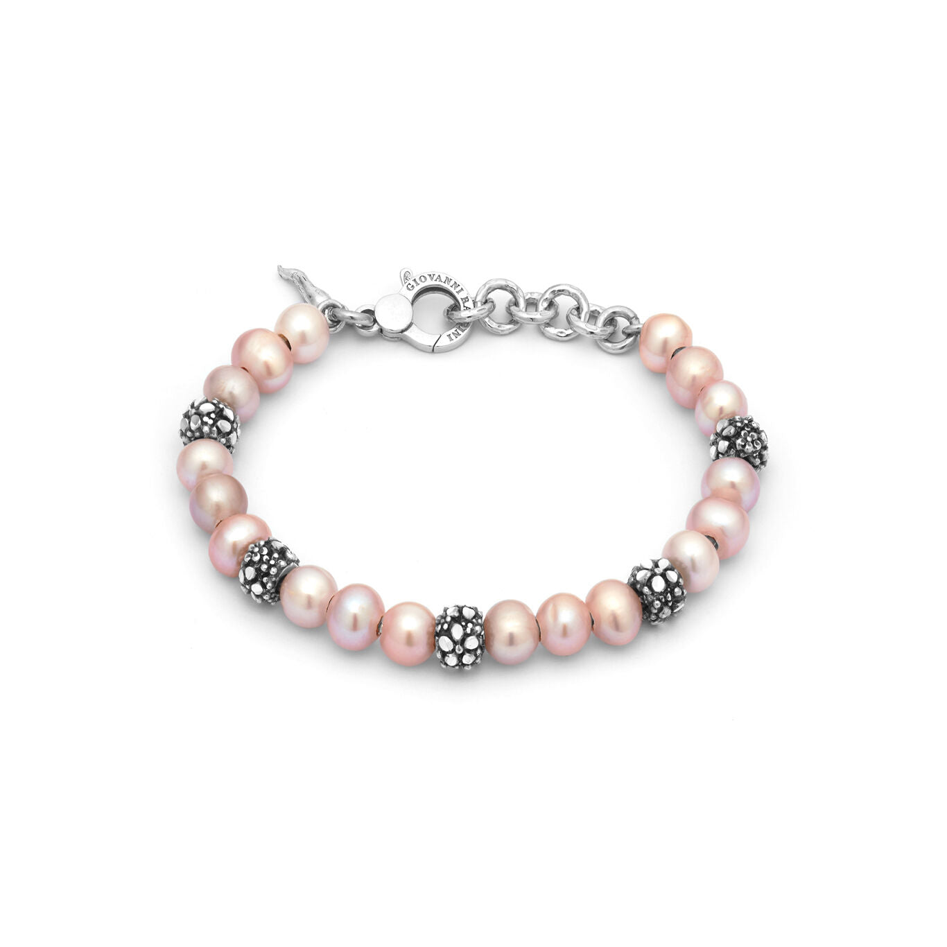 Bracciale Blossom Beads Giovanni Raspini in argento 925 e perle rosa — 20,5 cm
