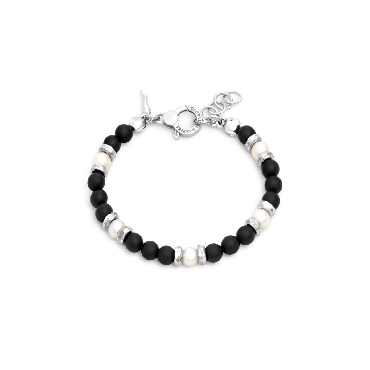 Bracciale Tango Giovanni Raspini in argento 925, grafite e perle naturali