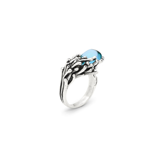 Anello Goccia Oceano Giovanni Raspini in argento e cristallo — misura 16