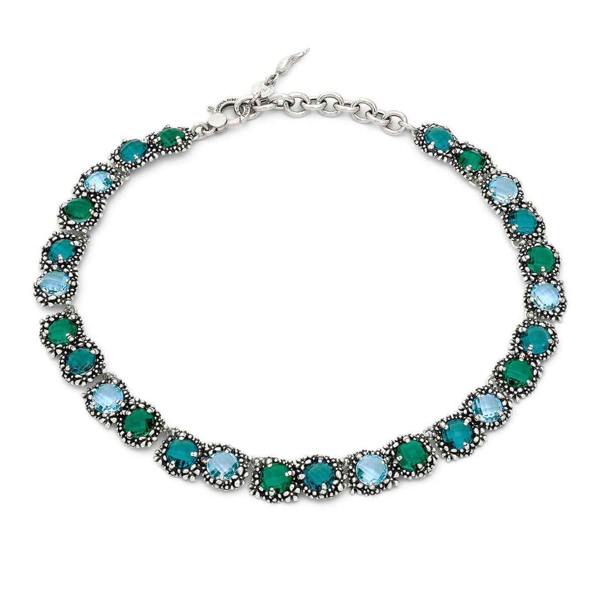 Collana Blue Ivy Giovanni Raspini in argento 925 e cristalli colorati — 46 cm