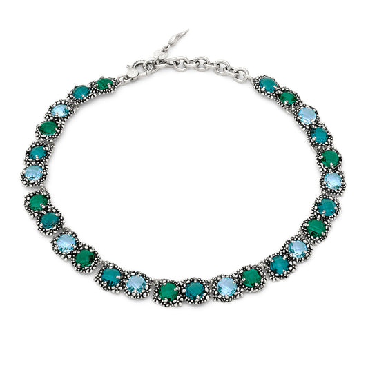 Collana Blue Ivy Giovanni Raspini in argento 925 e cristalli colorati — 46 cm