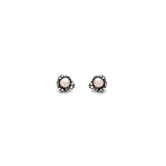 Orecchini Blossom Mini in argento e perle rosa