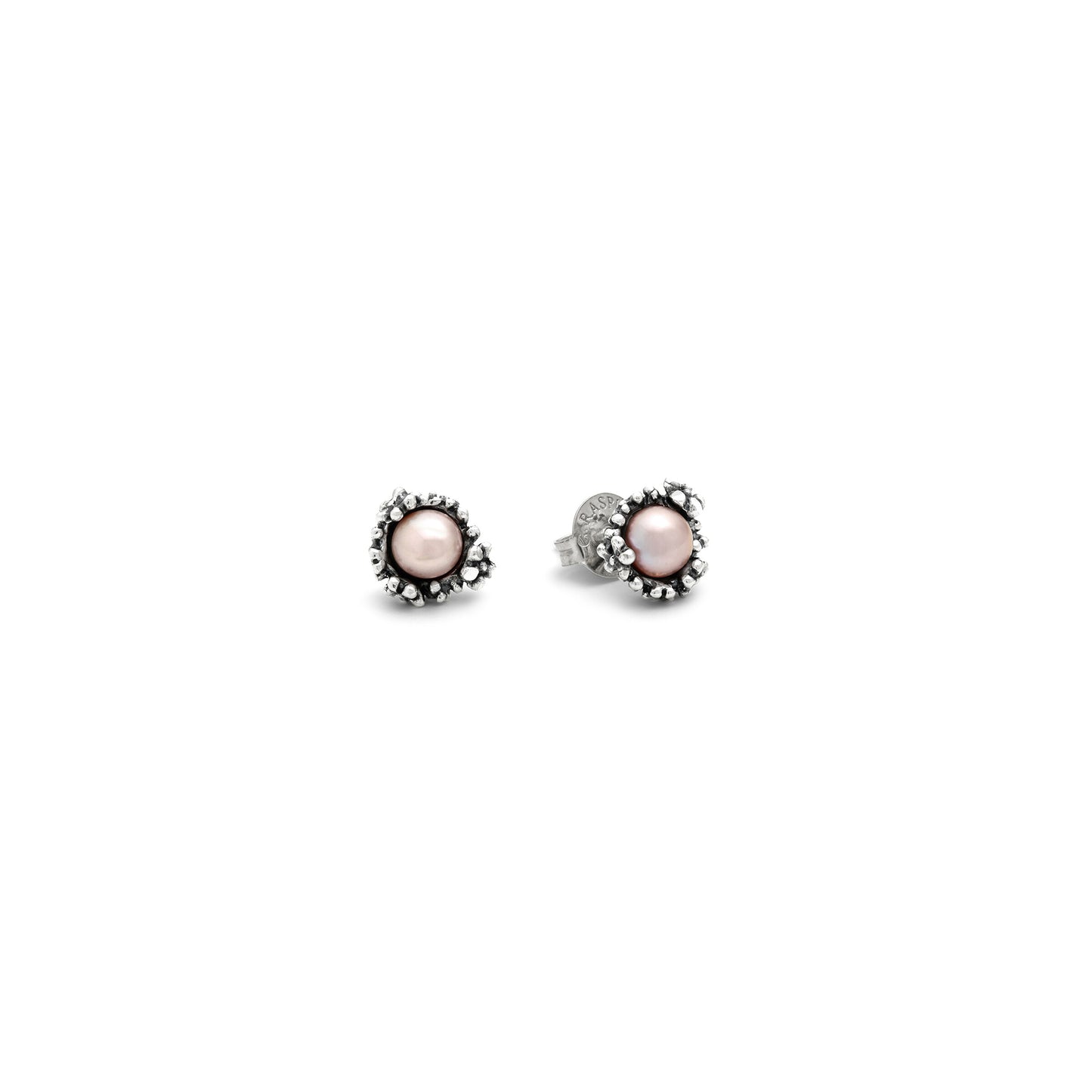 Orecchini Blossom Mini in argento e perle rosa