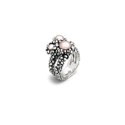 Anello Blossom Grande Giovanni Raspini in argento e perle rosa — misura 16