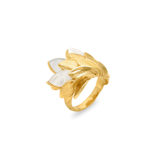 Anello Skin Madreperla Giovanni Raspini in argento dorato 18 kt — misura 16