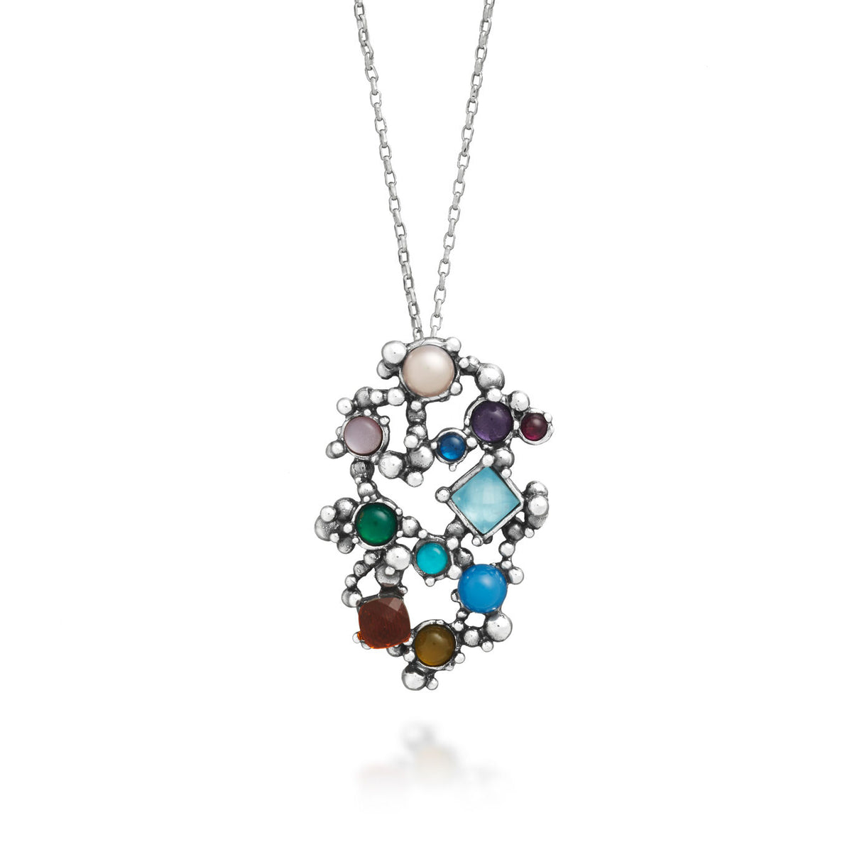 Pendente Cocktail Giovanni Raspini in argento 925 con gemme e perle — 80 cm