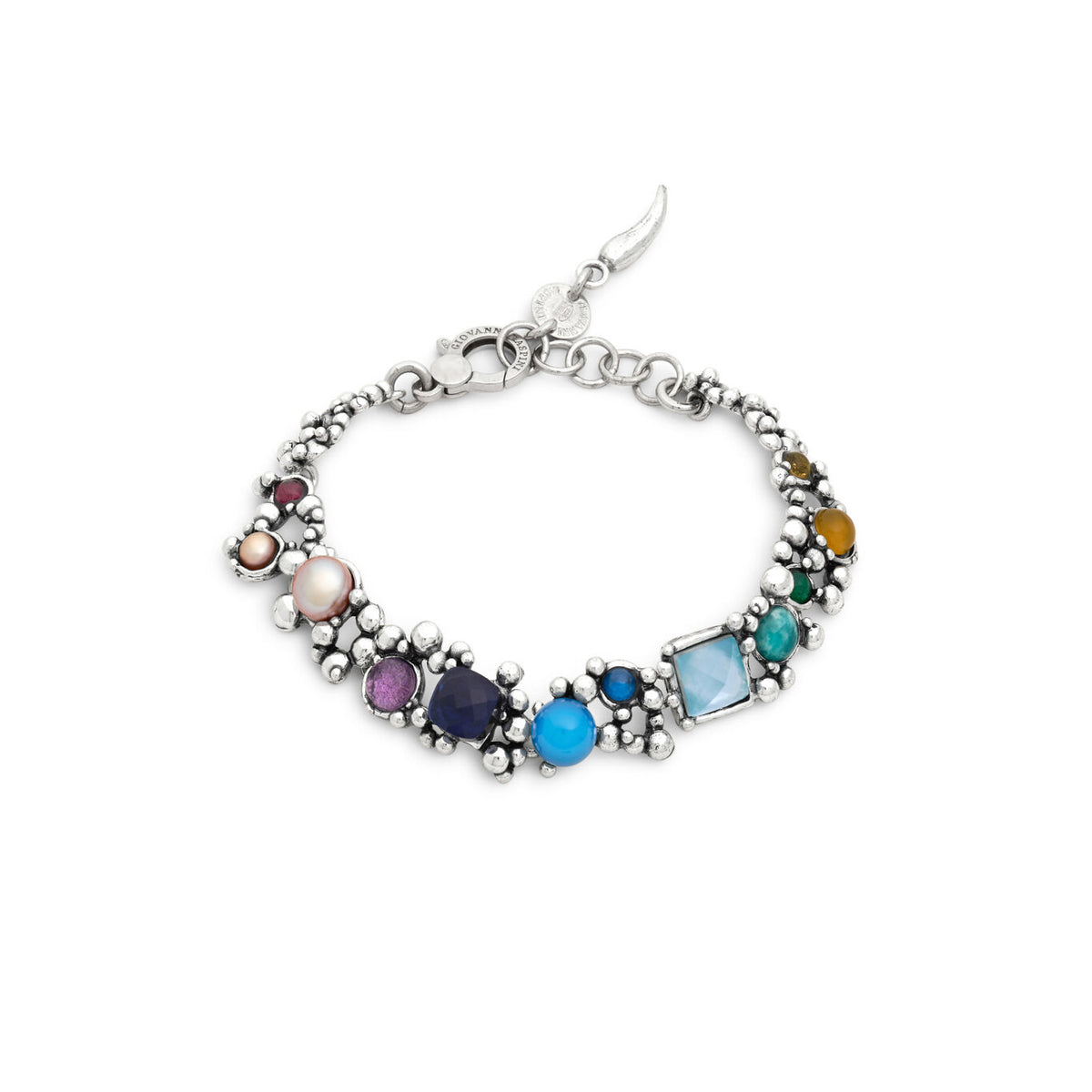 Bracciale Cocktail Giovanni Raspini in argento 925 con dodici gemme — 20 cm