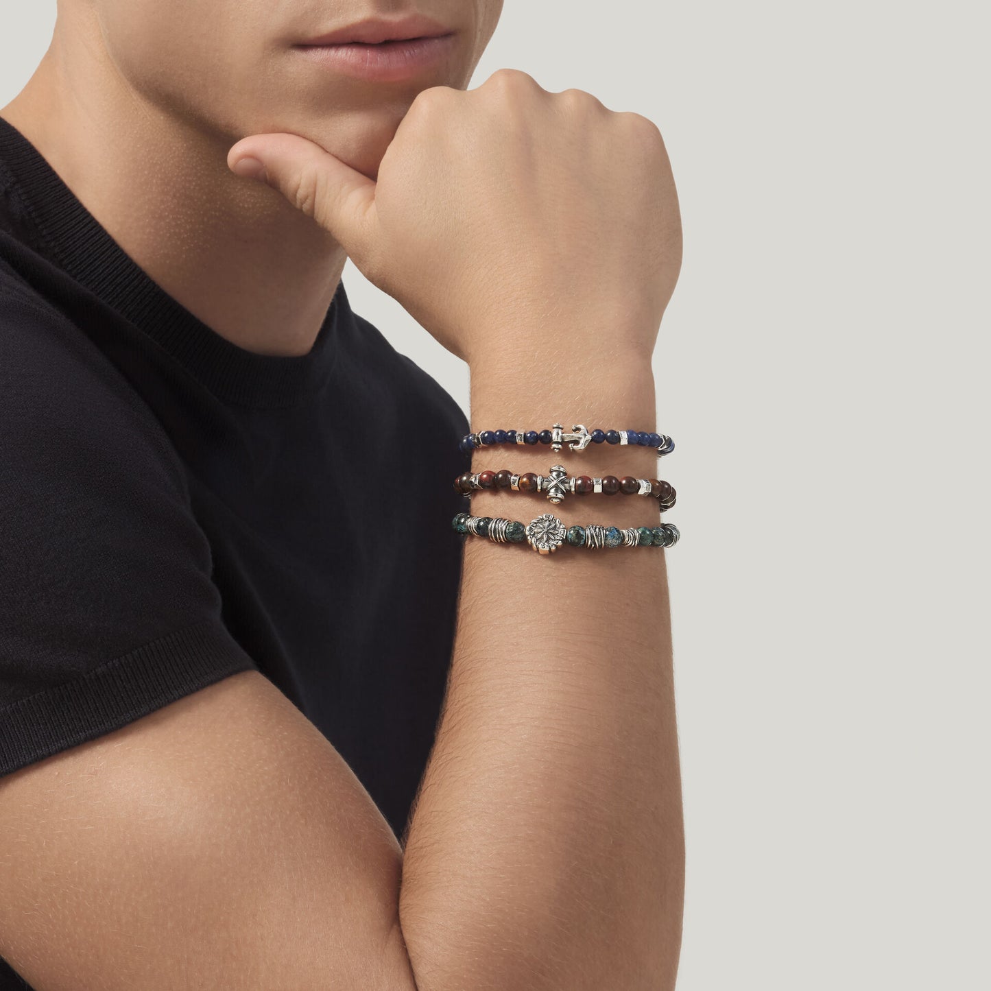 Bracciale Croce Raspini in argento e occhio di toro — 22 cm