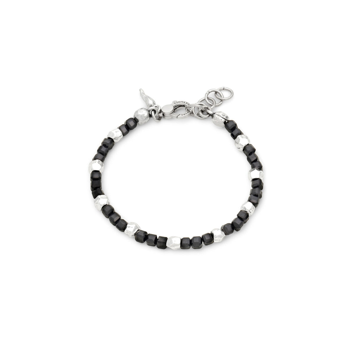 Bracciale Dadi Raspini in argento 925 e spinello nero — 20 cm