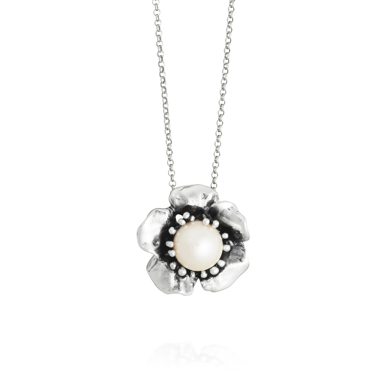 Pendente Magnolia Raspini in argento 925 e perla naturale — 45 cm