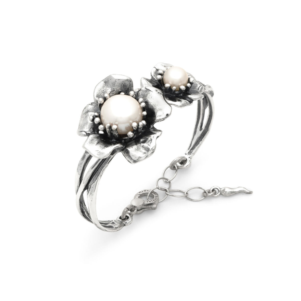 Bracciale Magnolia Raspini in argento 925 e perle naturali — 19 cm