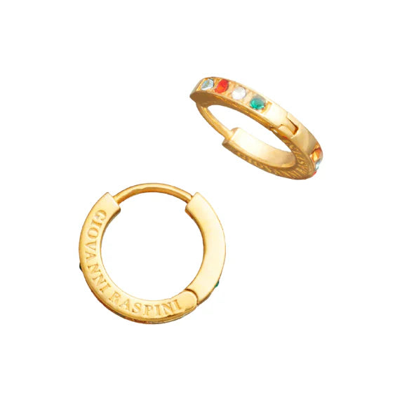 Orecchini huggie crystal color dorati Giovanni Raspini