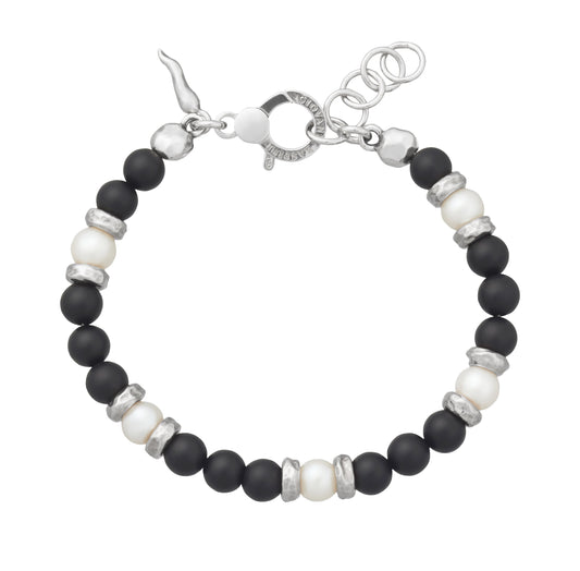 BRACCIALE TANGO GRAFITE E PERLE cm.20 - Giovanni Raspini - 12404