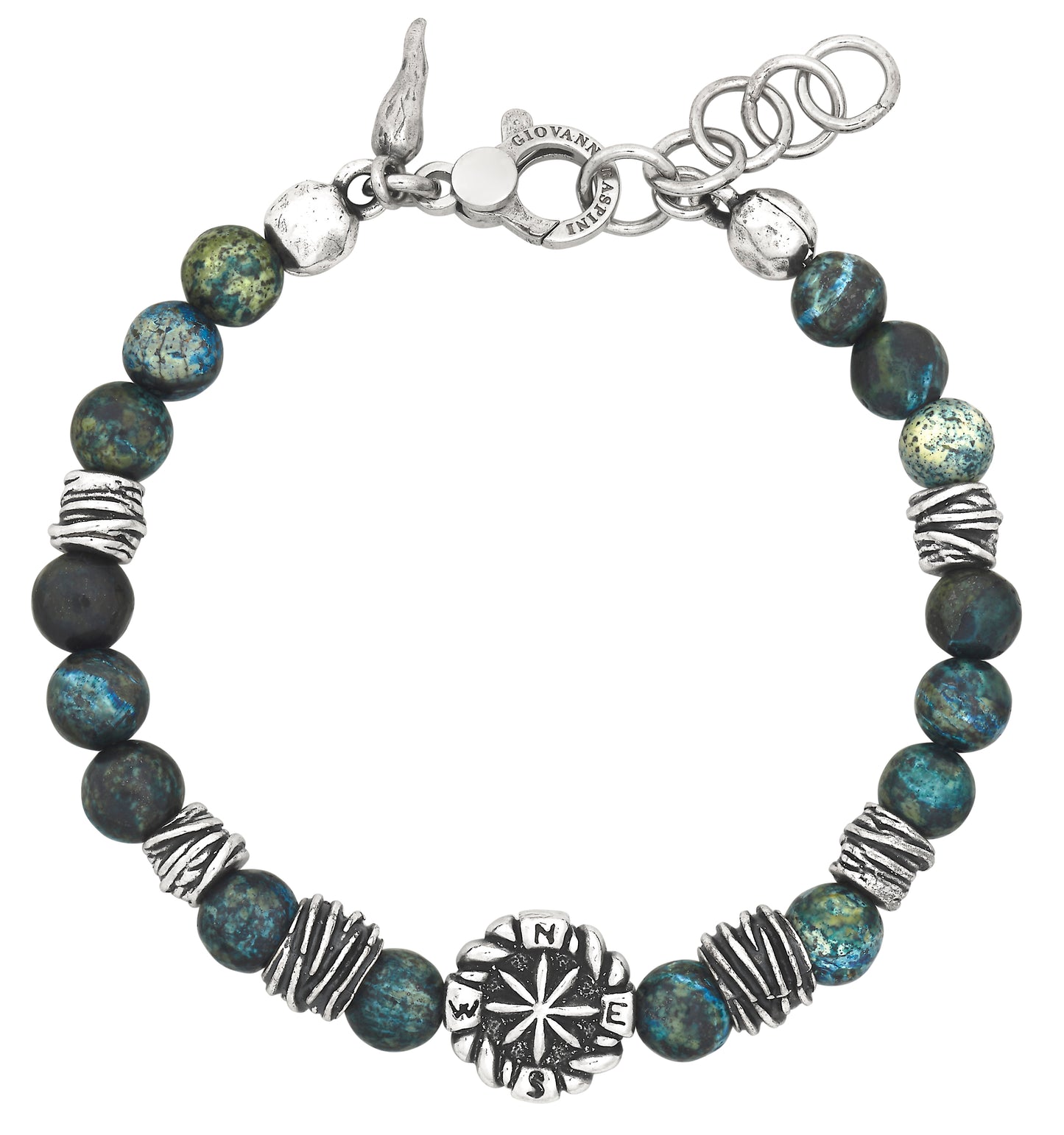 BRACCIALE ROSA DEI VENTI E DIASPRO VERDE cm 20