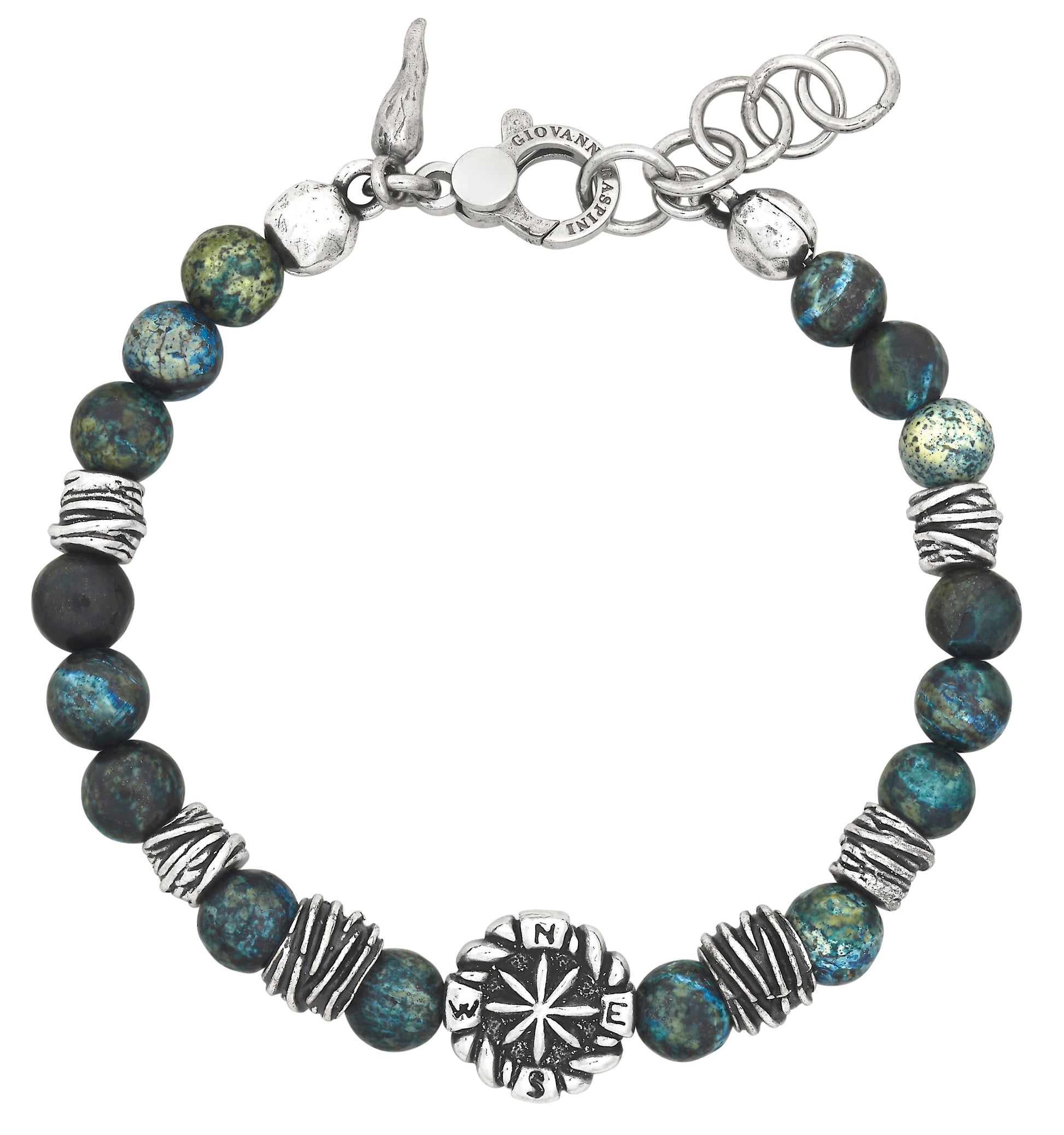 BRACCIALE ROSA DEI VENTI E DIASPRO VERDE cm 20