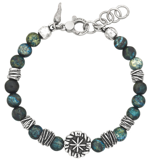 BRACCIALE ROSA DEI VENTI E DIASPRO VERDE cm 20