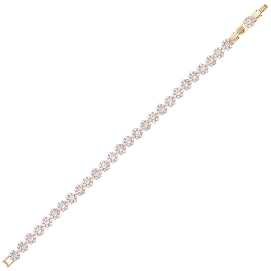 Bracciale Ottaviani dorato con fiori di zirconi bianchi
