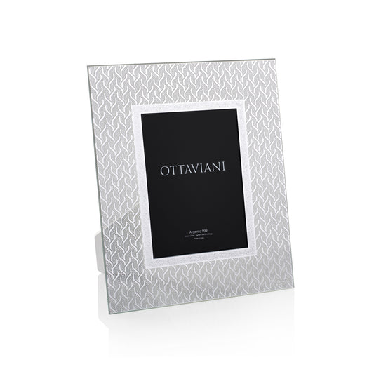 Portafoto Ottaviani in cristallo con motivo cachemire inciso