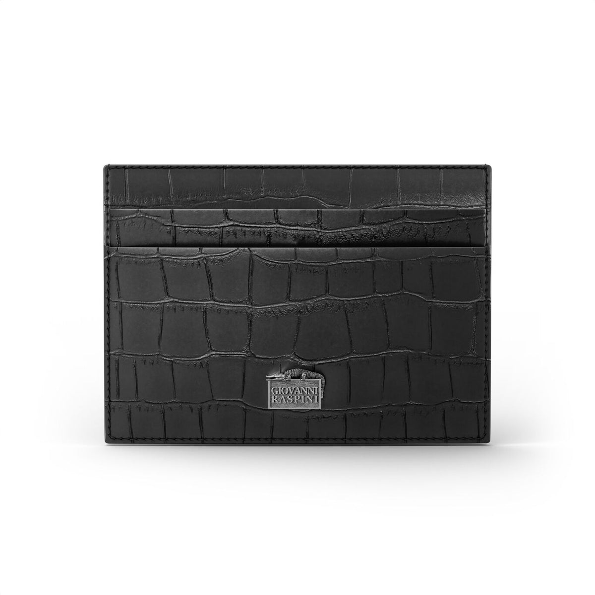 Portacarte Giovanni Raspini in pelle croco nera