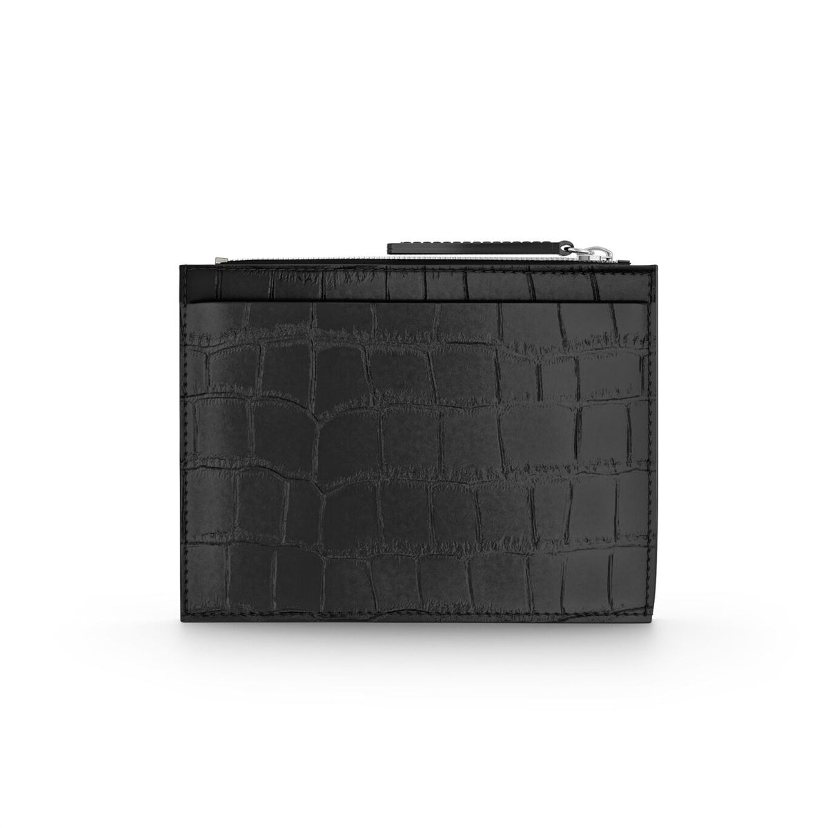 Portacarte con zip Giovanni Raspini in pelle croco nera