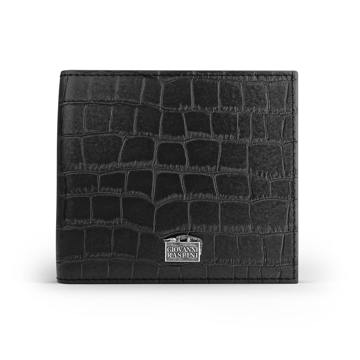 Portafoglio Giovanni Raspini in pelle croco nera
