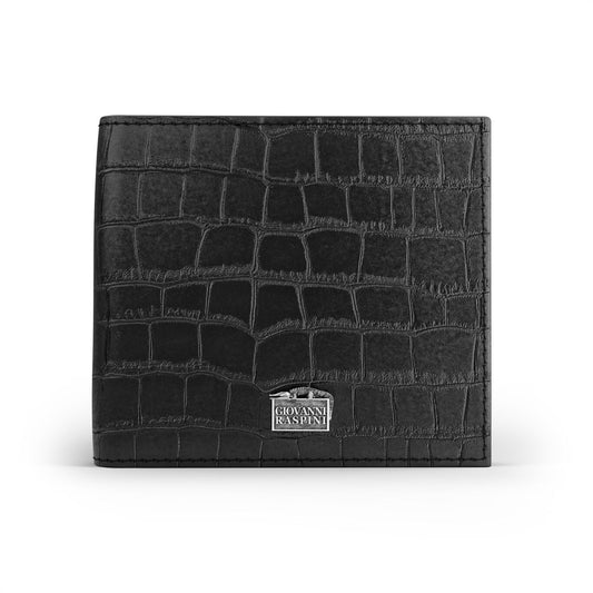 Portafoglio Giovanni Raspini in pelle croco nera