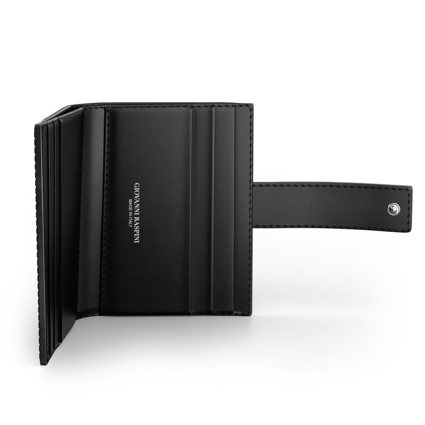 Portafoglio portacarte Giovanni Raspini in pelle croco nera