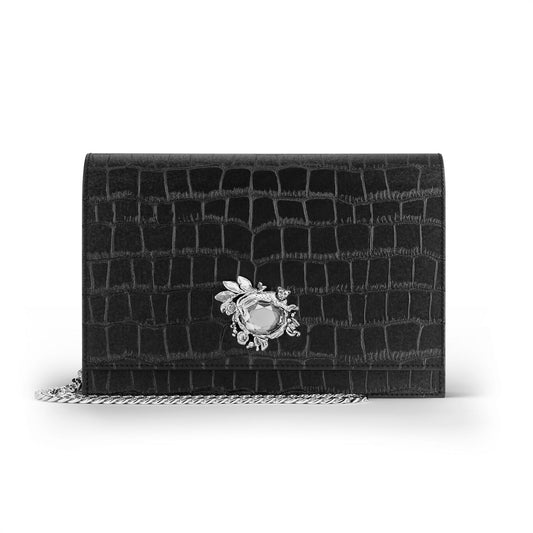 Pochette Jungle Giovanni Raspini in pelle croco nera