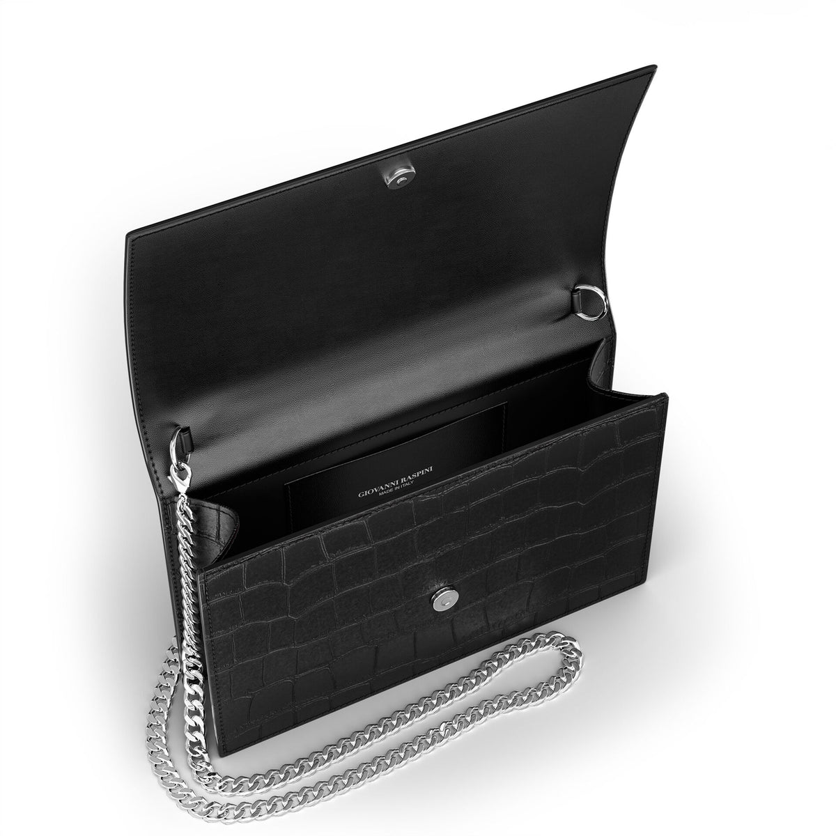 Pochette Jungle Giovanni Raspini in pelle croco nera