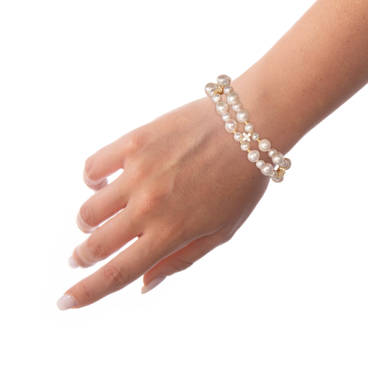Bracciale Nara NIVY doppio filo di perle di fiume dorato