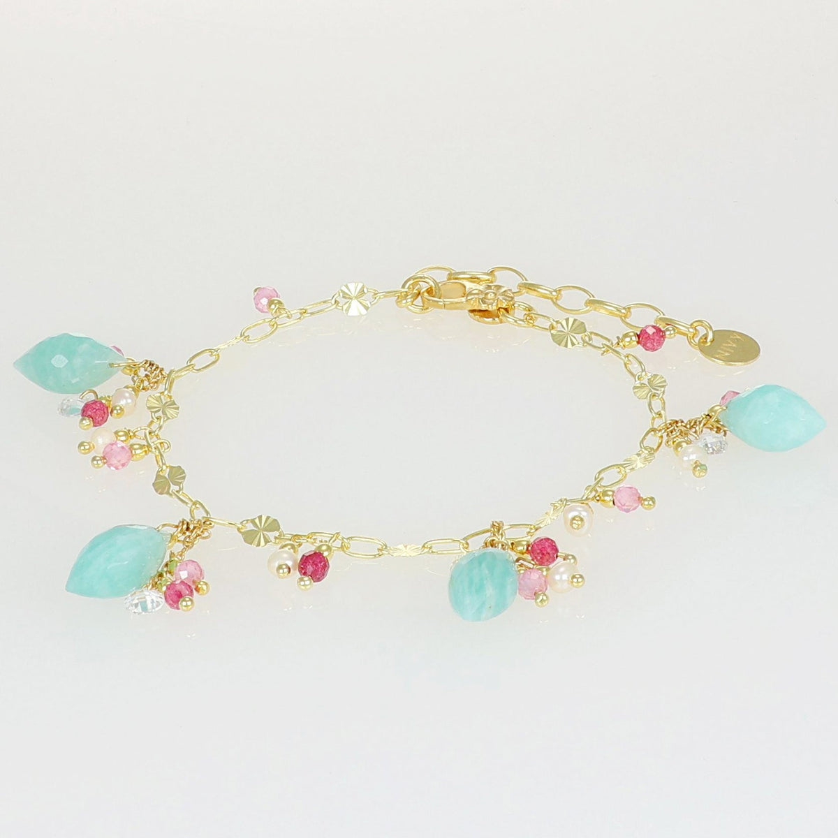 Bracciale Saphira NIVY ammagliato con amazzonite e pietre dure