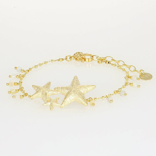 Bracciale Sahra NIVY con stelle diamantate e cubi di acquamarina