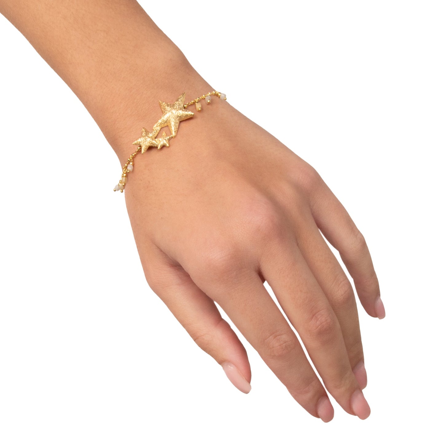 Bracciale Sahra NIVY con stelle diamantate e cubi di acquamarina