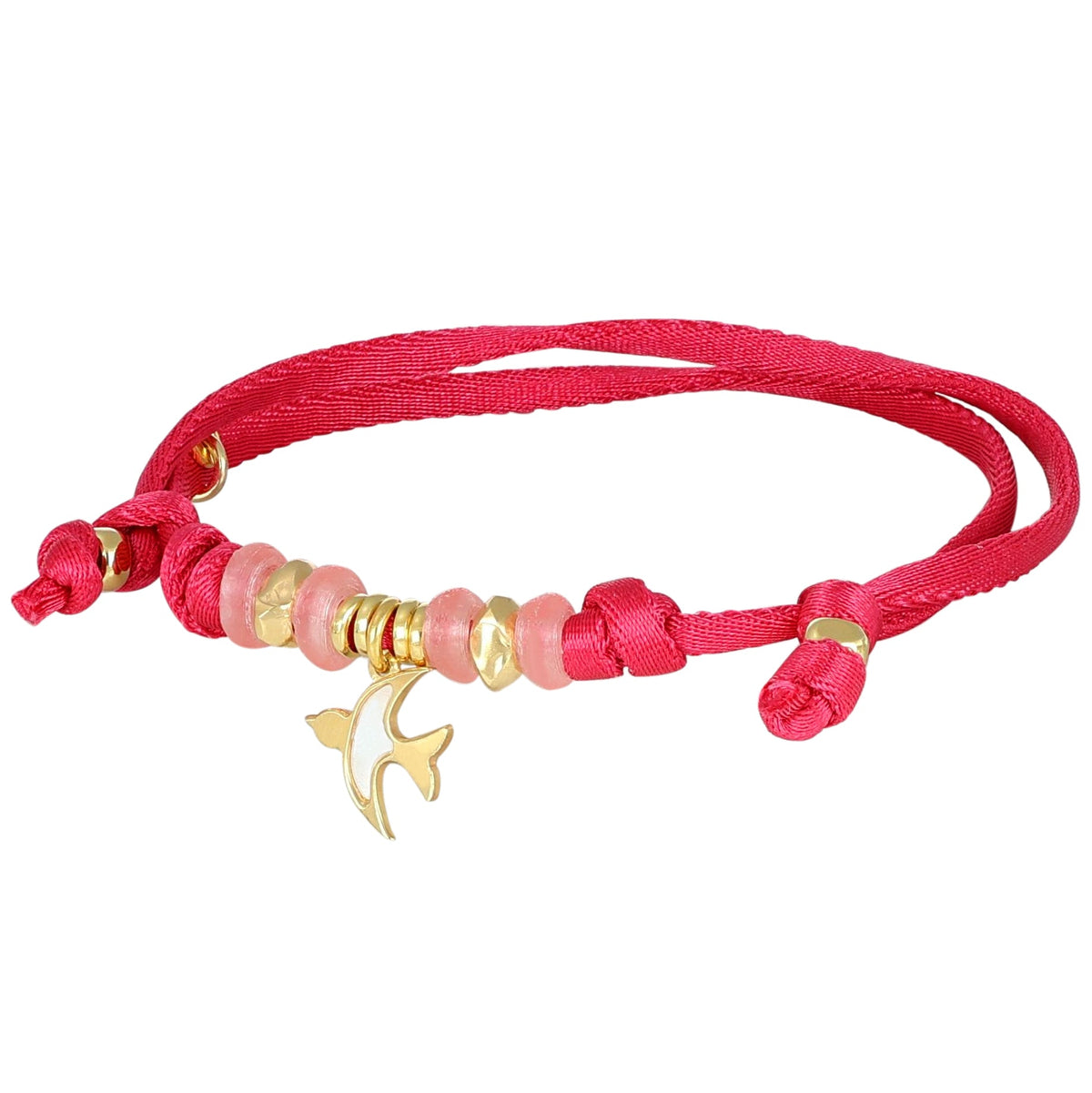Bracciale cordino fucsia NIVY con rondine in madreperla
