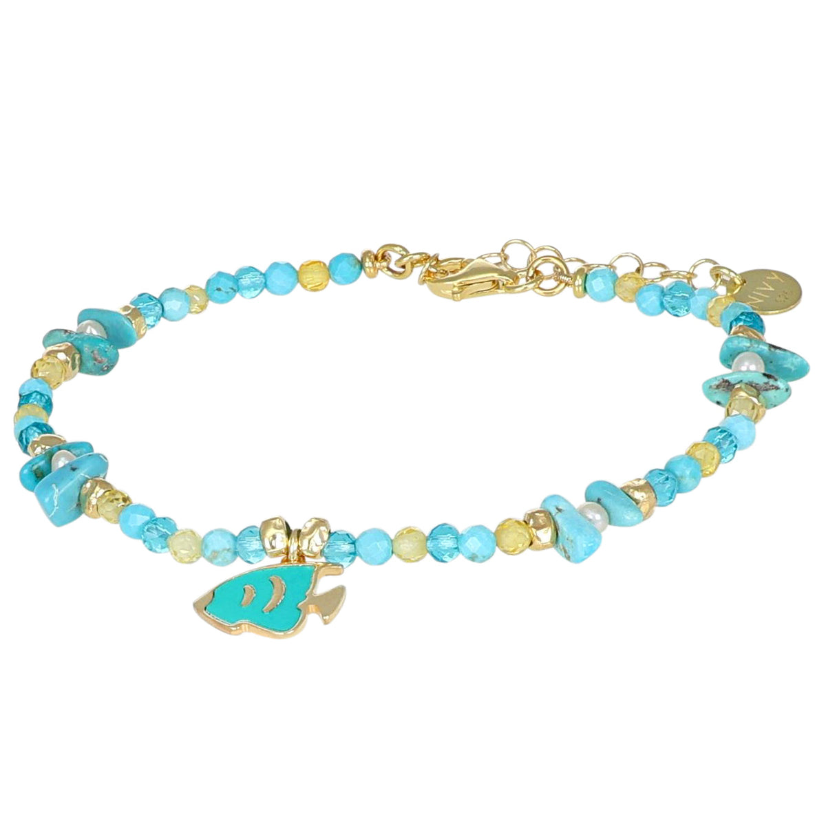 Bracciale Summer NIVY con pesce palla, turchese e perle