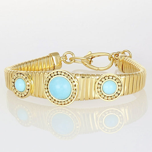 Bracciale Soraya NIVY tubogas dorato con pasta di turchese