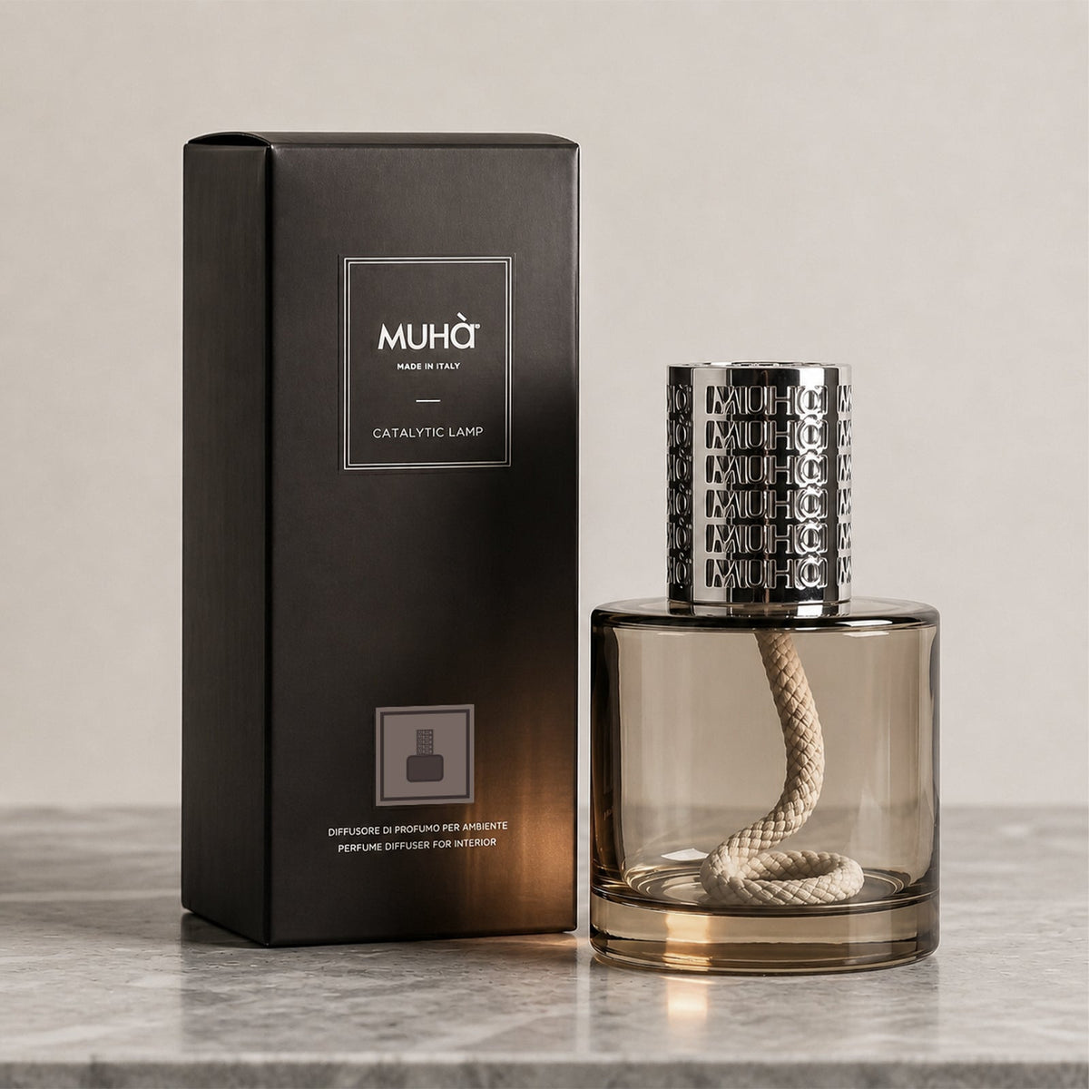 Lampada catalitica Muhà tonda bassa champagne da 250 ml