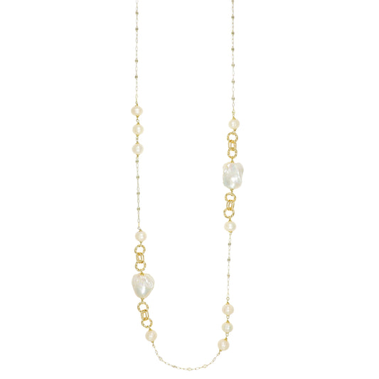 Collana Maya NIVY in argento 925 dorato con perle barocche