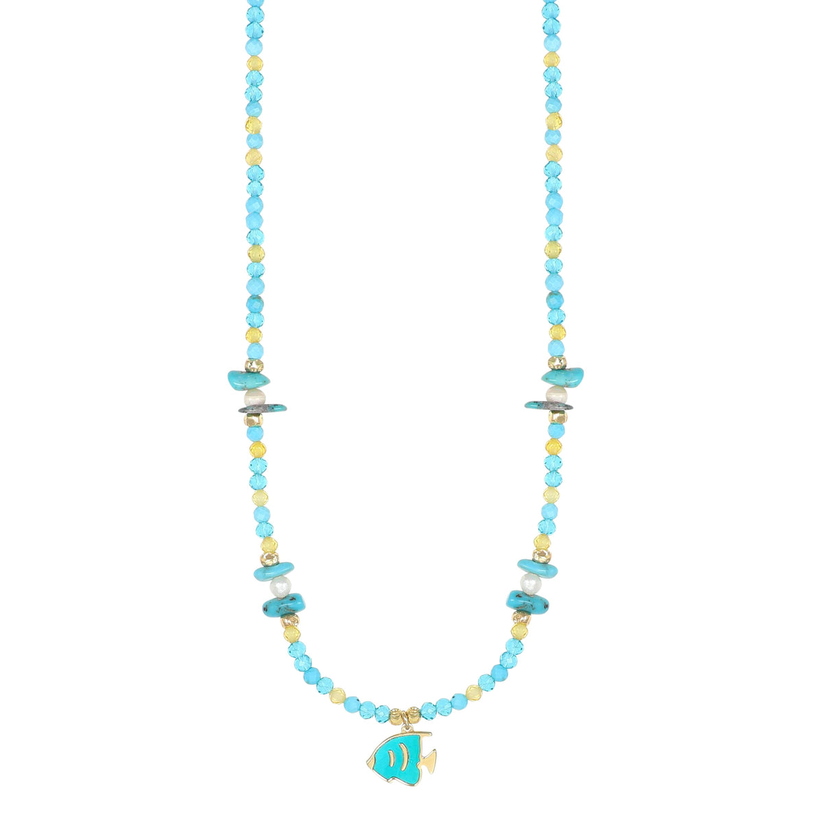 Collana Summer NIVY con pesce palla, turchese e perle