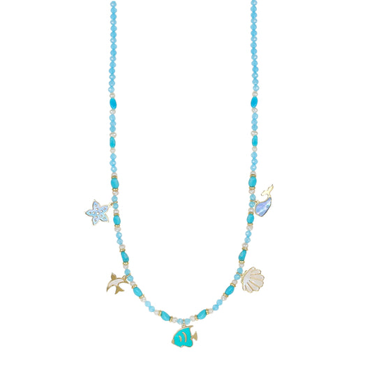Collana Summer NIVY multicharms con madreperla, perle e turchese