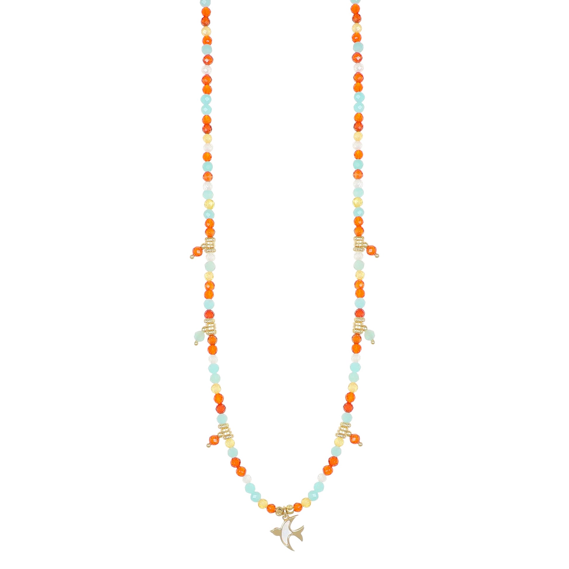 Collana Summer NIVY con rondine in madreperla e amazzonite