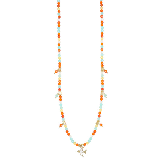 Collana Summer NIVY con rondine in madreperla e amazzonite