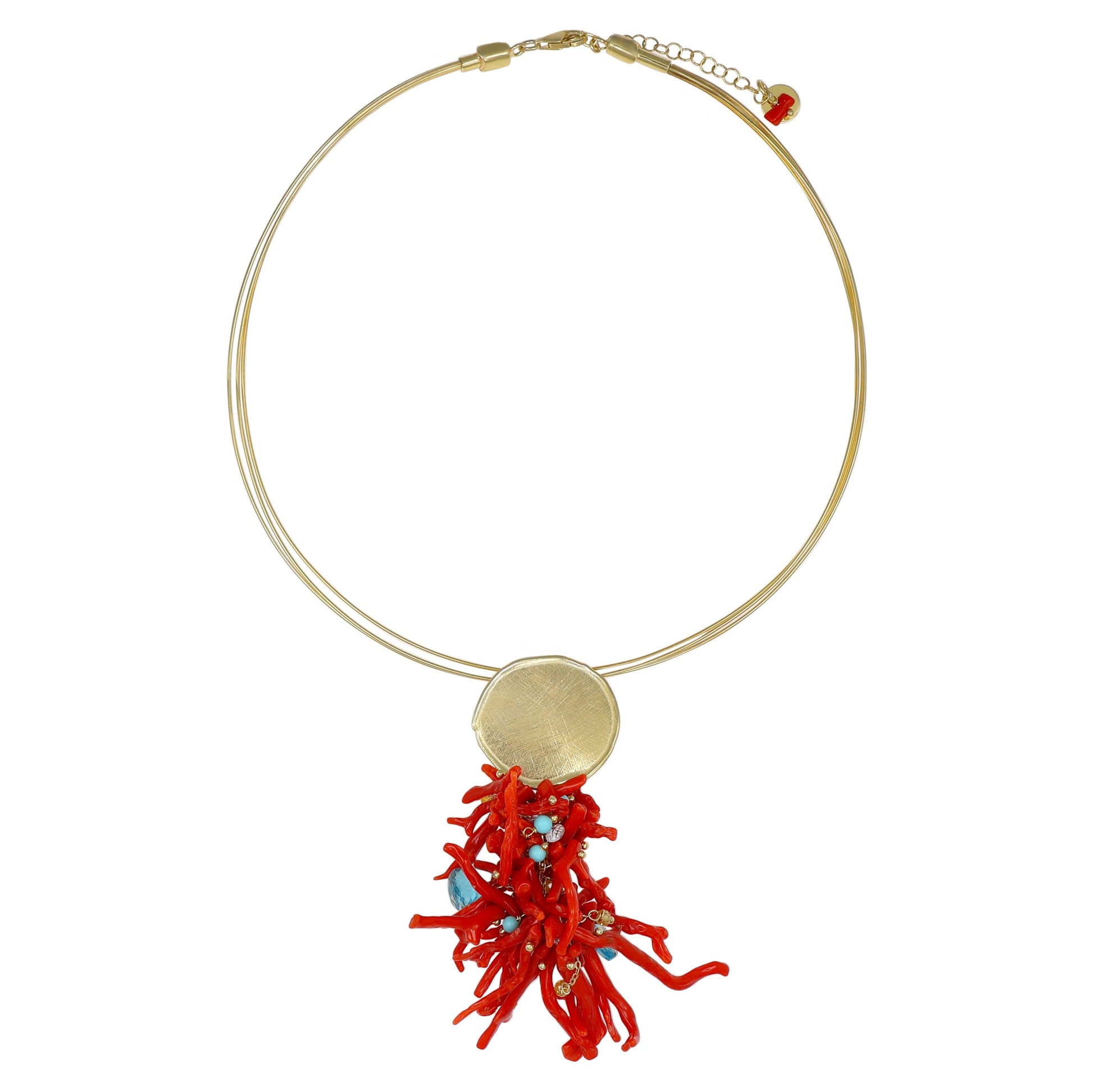 Collana rigida Coralia NIVY multifilo con corallo e spinello
