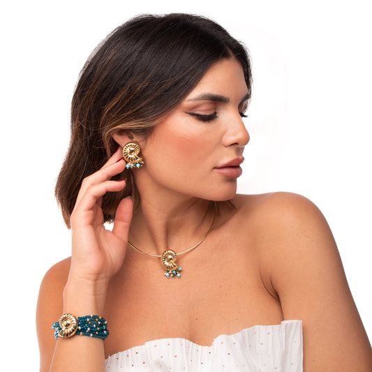 Collana rigida Sabina NIVY con conchiglia e pasta di turchese