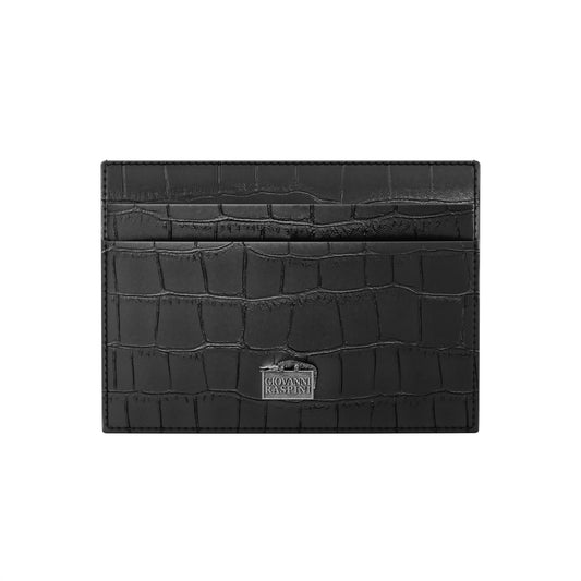 PORTACARTE PELLE CROCO NERA